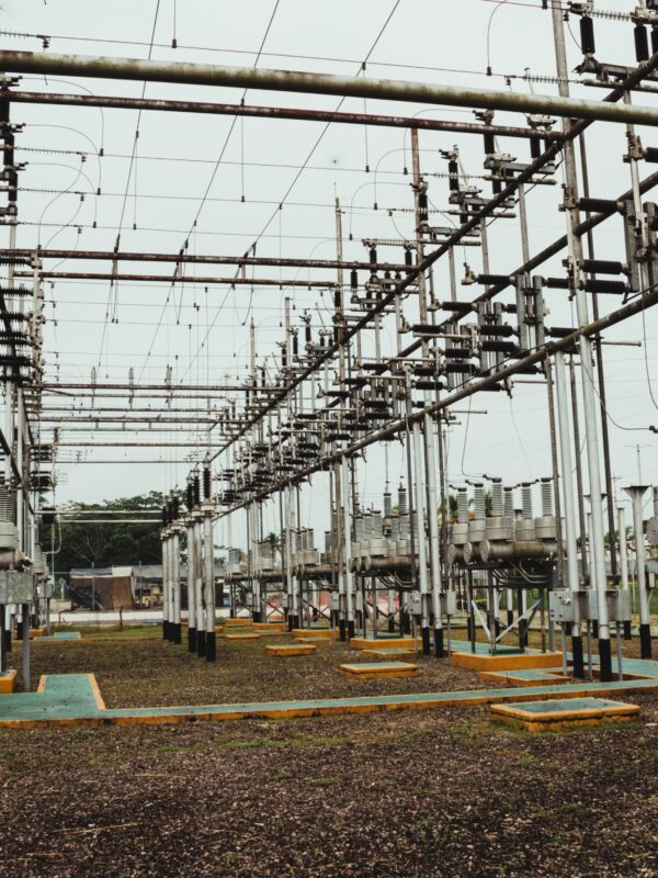 Shot of a part of high voltage electric power station